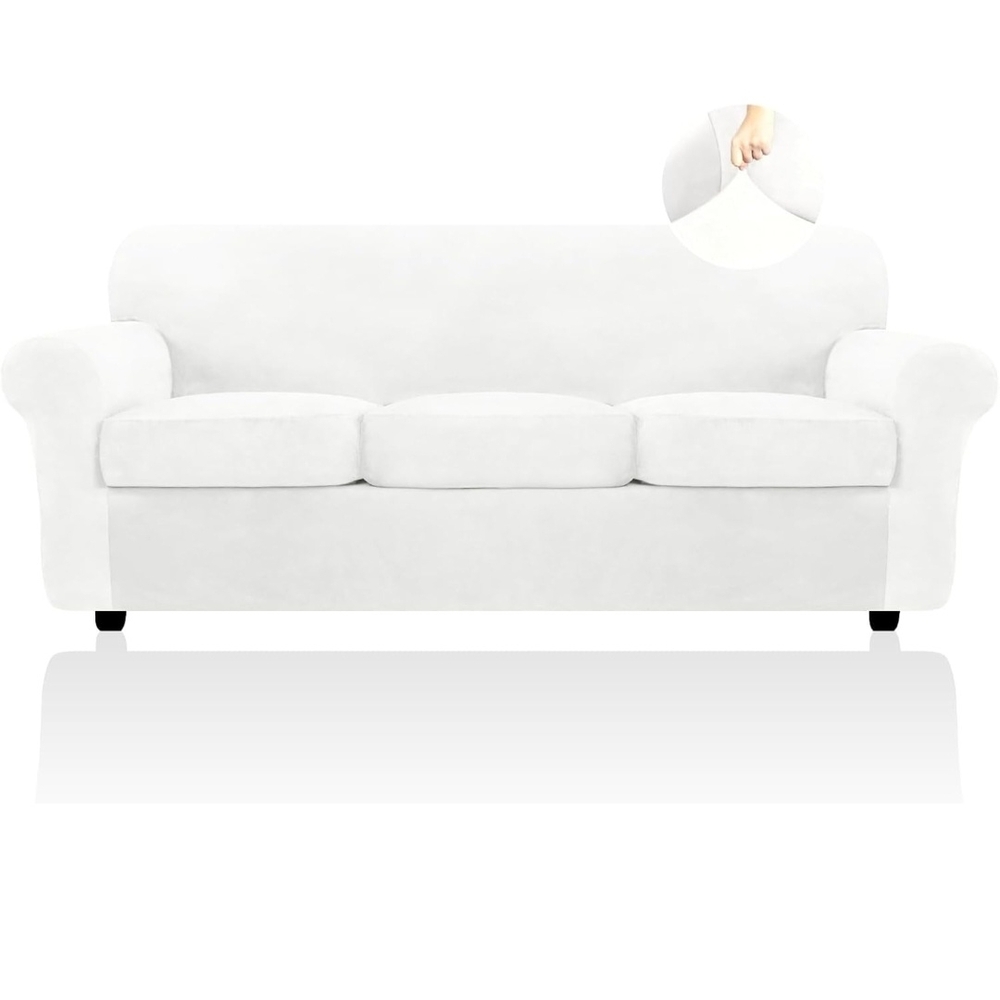 FestiCorp Velvet Sofa Covers for 3 Seat Cushion Couch Sofa Slipcovers, Stretch 4